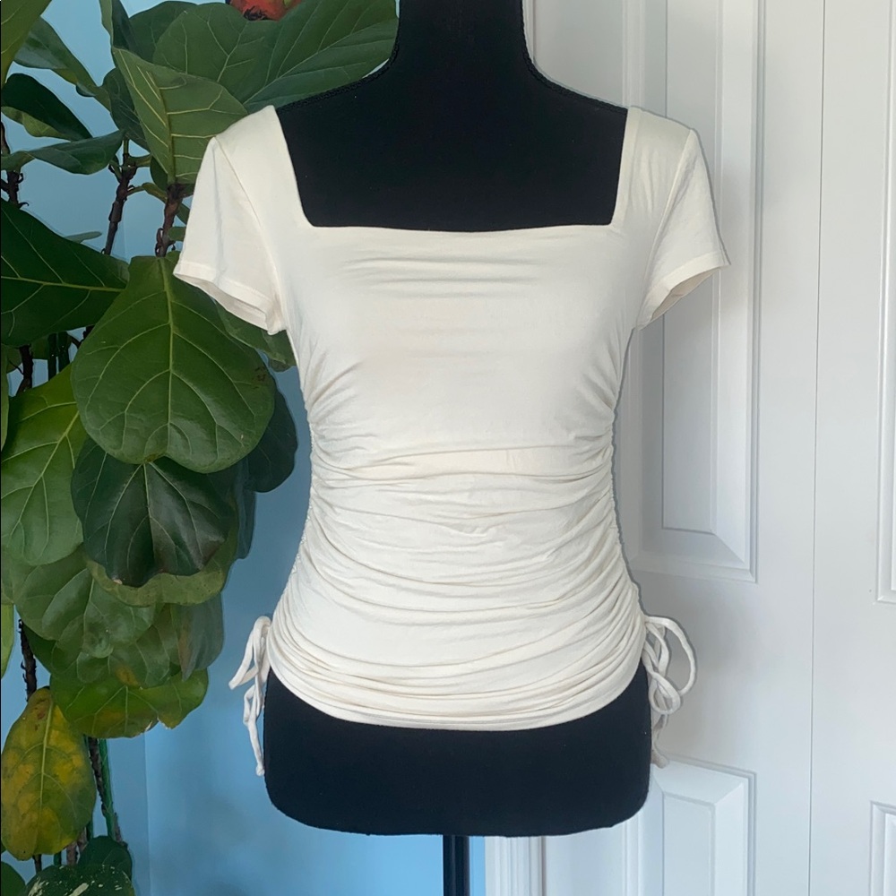 Express Small Women's Short Sleeve Top With Adjustable Side Ruching Detail